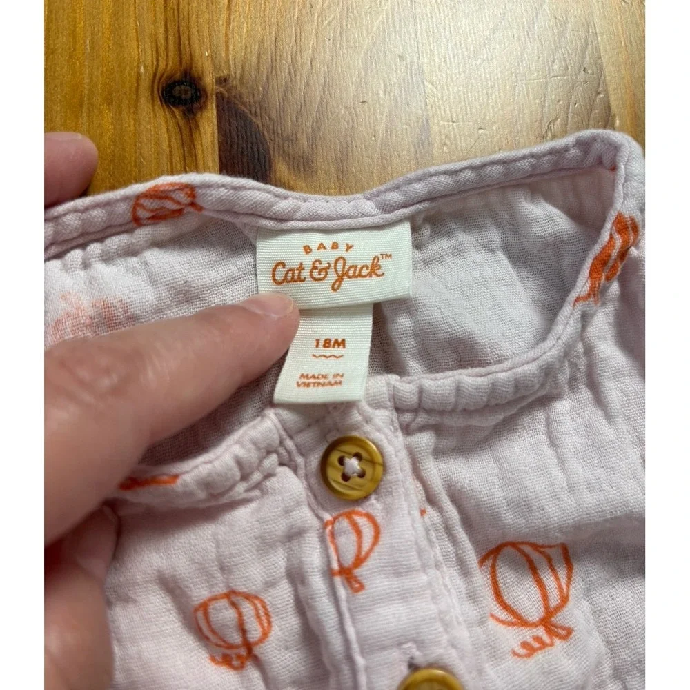 Vintage Gymboree Pumpkin Cardigan & Cat & Jack Muslin Pumpkin Romper Size 12-18M